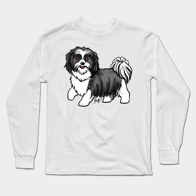 Dog - Shih Tzu - White and Black Long Sleeve T-Shirt by Jen's Dogs Custom Gifts and Designs
